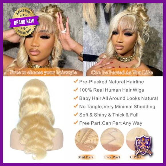 13x6 HD Lace Front Wig 28 Inch Body Wave Human Hair Glueless Pre Plucked